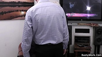 Preview 1 of Bihar Group - Blonde plumper rides client&#039_s cock at work