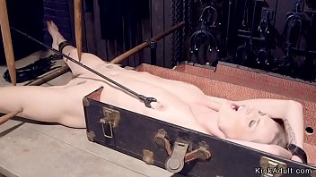 Preview 2 of Tern Cry Anal - Blonde locked in stock fucked with dildo