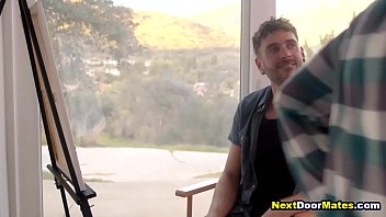 Preview 2 of Lucky British Guy - Jealous guy spying his gay friends fucking outdoors