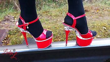 Preview 3 of Alic Romain - Lady L walk sexy red high heels.