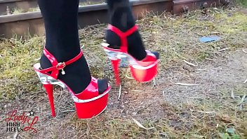 Preview 1 of Alic Romain - Lady L walk sexy red high heels.