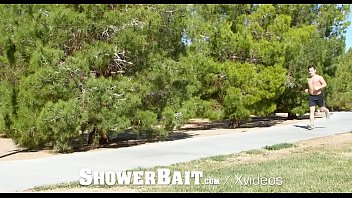 Preview 1 of Gay Sucking Fat Guy Small Penis - ShowerBait Wet Big Dick Shower POUNDING