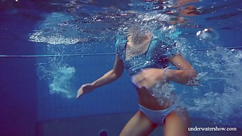 Preview 1 of Urvashi Sex - Hot hairy brunette teen in the pool naked