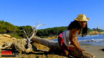 Preview 1 of Until Broken - Hot black Nancy Love stripping by the sea