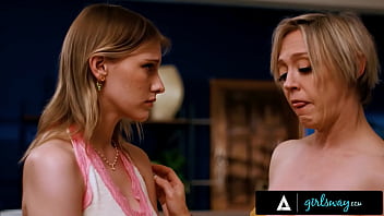 Preview 2 of America Jordi Elni - GIRLSWAY - Petite Melody Marks&rsquo_ Breakup Blues Cured By Busty Stepmom Dee Williams&rsquo_ Scissoring Skills