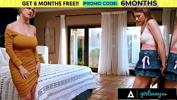 Preview 1 of America Jordi Elni - GIRLSWAY - Petite Melody Marks&rsquo_ Breakup Blues Cured By Busty Stepmom Dee Williams&rsquo_ Scissoring Skills