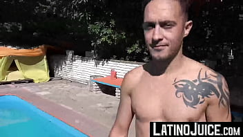 Preview 1 of Elsa Jean Gangbang Cum - LatinoJuice.com - Nacho &amp_ Rodrigo El Santo - Aroused latinos Nacho and Rodrigo El Santo drain their cocks of juicy cum