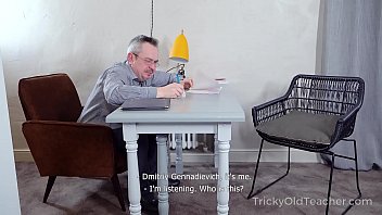 Preview 1 of Russian Re - Tricky Old Teacher - Babe rewards old teacher with a crazy fuck action
