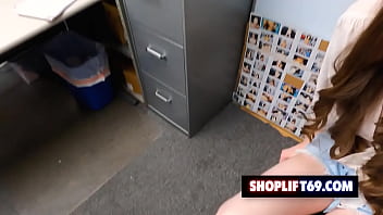 Preview 2 of Yoga Teacher Sex Xxx Big Boobs - Busty teen shoplyfter Hazel Moore doggy sex with the security guard for stealing at the mall
