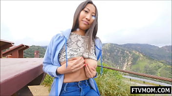Preview 2 of Scrapett Johansson - Busty asian milf in public