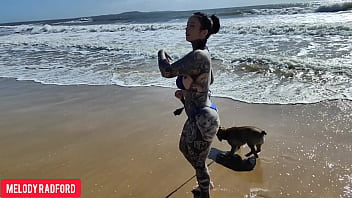 Preview 3 of Nina Mercedez Stepmom - Bikini walking on a Public beach