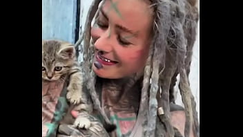 Preview 2 of Slip Cock - This little kitty loves my dreadlocks! ?Do youts play with your hair too?#KittyLove #DreadlockVibes #FurryFrie...