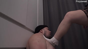 Preview 3 of Eropian Buty - Mistress with double pigtails beats a guy and brings him to orgasm with a strapon