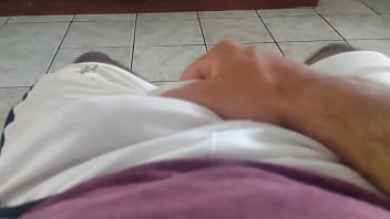 Preview 2 of Balim Etli - massage my cock using white shorts,  maybe you can see the head of my cock