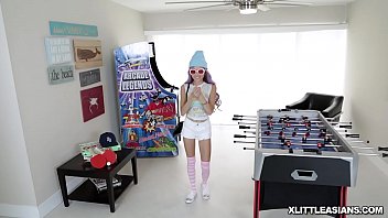 Preview 1 of Violador Eyacula - Asian petite teen bends over bends over on the foosball table to take a big baseball bat dick in her love glove!