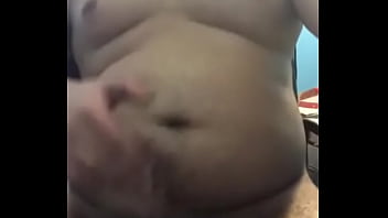 Preview 1 of Mom Son Shair Bed - Chubby boy showing off belly dick