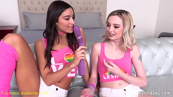 Preview 1 of Father Family Story Film Sex - Gorgeous Cute Teen Petite Girlfriends Emily Willis and Lexi Lore test some new Toys