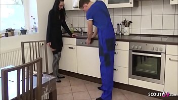 Preview 1 of Brzzer Sex Mom Hd Sex Videos - German Anorexic MILF Stella Star Seduce to Fuck by Repairman