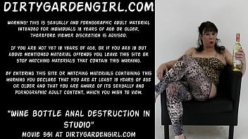 Preview 1 of Big Tits Amateur Teen Sexy Busty - Wine bottle anal destruction in studio Dirtygardengirl