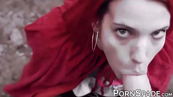 Preview 2 of Sani Liyuni Fullsani - Little Red Riding Hood fucked on the sweet forest trail