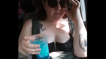 Preview 3 of Gay Berlin Scat - Cute redhead eats fast food with tits out