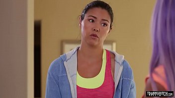 Preview 1 of Mom Suun Xxx Videos - Ebony shemale teen cutie analyzed her bisex stepbrother