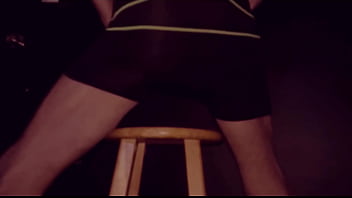 Preview 1 of Boudir Dudh Chusa - Grinding Up Close On Stool in Bicycle Shorts with Dark Background