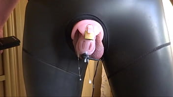 Preview 2 of In Been Skx - Estim cum load milking with chastity device