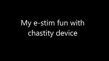 Preview 1 of In Been Skx - Estim cum load milking with chastity device