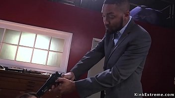 Preview 1 of Jym Peeing - Black boss anal fucks spinner in bondage