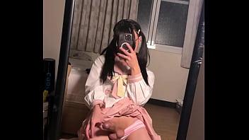 Preview 4 of Melissa Blond - Adorable Crossdresser in White Stockings Enjoys Solo Time