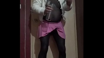Preview 4 of Asian Twink Fucks White Daddy - crossdressing bisexual amateur sissy faggot loves the tase of his own piss and drinks half a bottle of it