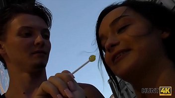 Preview 1 of She Rides And Chokes Him - HUNT4K. Skinny babe needs a lot of cash that&rsquo_s why she becomes slut