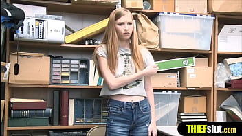 Preview 1 of Japanese Ngentot Bini Orang Xxx - Skinny blonde shoplifter chick sits on a fat cock