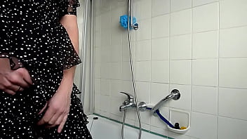 Preview 1 of First Time Fucking Girl School - Crossdresser in sexy dress // cumshot