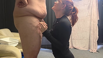 Preview 1 of New Porn K - she loves the belly,  first she kisses it,  then she gives a blowjob and takes a cumshot on her face