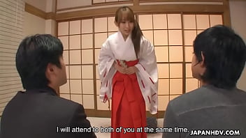Preview 2 of Sci Fi Blowjob Comp - Japanese shrine maiden,  Yui Misaki had an unplanned threesome,  uncensored