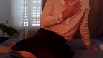 Preview 3 of Stoping Mom - Cute crossdresser in silk back home for some fun