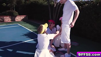 Preview 2 of Desi Hd Xxxxx - Tennis pro fucks three wet pussies from behind doggystyle