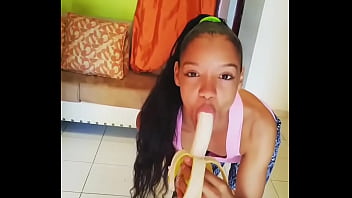 Preview 3 of Jhn Burton Chaturbate - Sexy Dark Skin Teen Sucking On Banana
