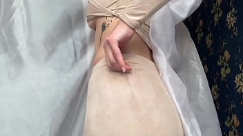 Preview 1 of Syning Pants - Skinny with lush ass gave pussy a squirt