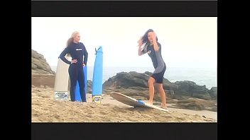Preview 1 of Teen Sisters Are Going To Hell - Hot surfer chick Karina sucks hard cock while getting fucked doggy style