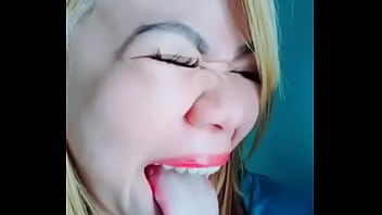 Preview 2 of Babae Nilabasan Ng Tamod - Long tongue slut for blowjob
