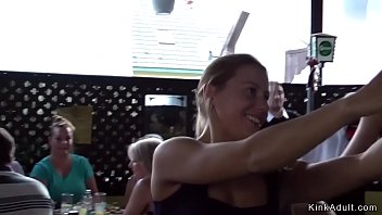 Preview 1 of Facial Glasses Ffm - Lesbians fucking in public restaurant
