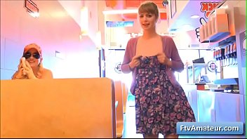 Preview 2 of Milh Hot - Blonde cutie teen amateur Alana gets naughty in a diner and finger her pussy deep and tender