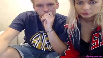 Preview 2 of Seremban Girl Sex - Blonde teen is making blowjob for her boyfriend at live sex webcam show