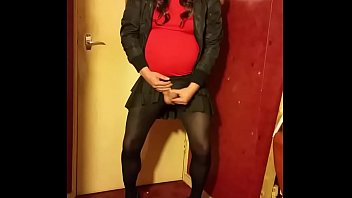 Preview 3 of Small Gonad - bisexual crossdresser masturbaiting creams in his hand and licks it clean of