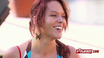 Preview 2 of Beautiful Natural Puffy Tits - Redhead pussy eaten while giving head to her MAN