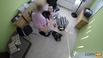 Preview 3 of Sexy Stine Visit X Tv - LOAN4K. Blonde-haired miss has sex for cash with handsome loan agent