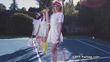 Preview 2 of Romntic Xxx Wife - Foursome with kinky teens at the tennis court